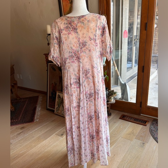 Vintage Floral Sheer Cottagecore Dress | Fairycore Romantic | Size L - Picture 6 of 14